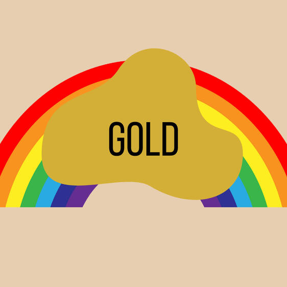 Sensory Play Packs & Parties logo of a rainbow partly covered by a 'gold' banner in a gold colour